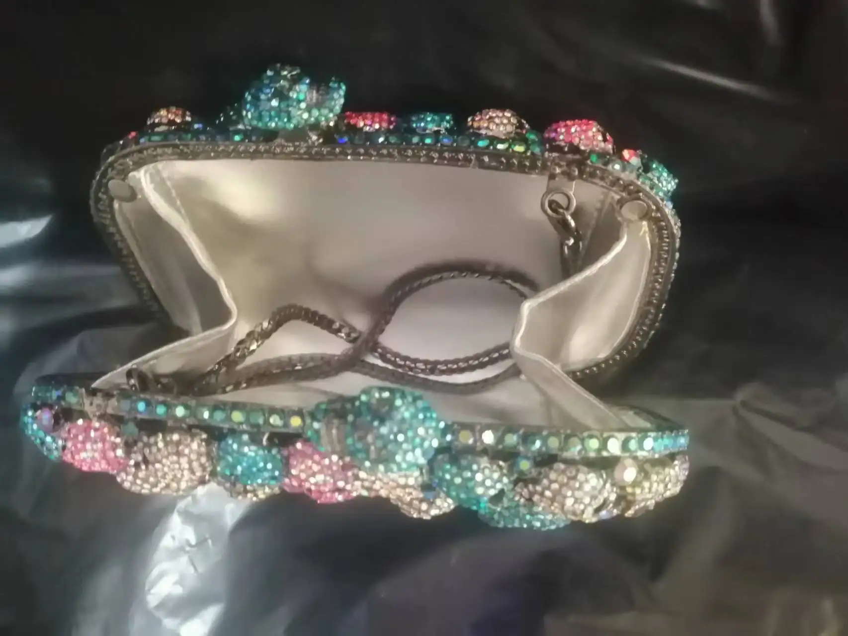 Lady Skull Crystal Clutches Halloween Rhinestones Clutch Purse Evening Bag Party Prom Handbags Women Wedding Bridal Gift Purses