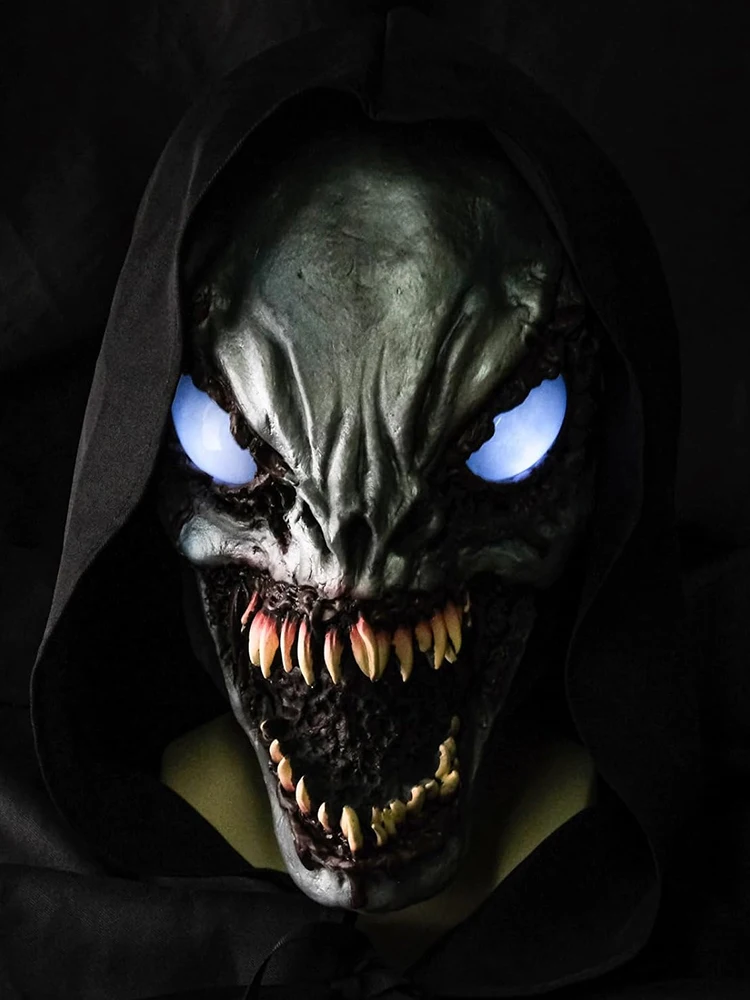 

Halloween Gif Masker Enge Exorcist Latex Masker Smile Witte Ogen Demon Hoofddeksels Halloween Feestdecoratie Cos Kostuum