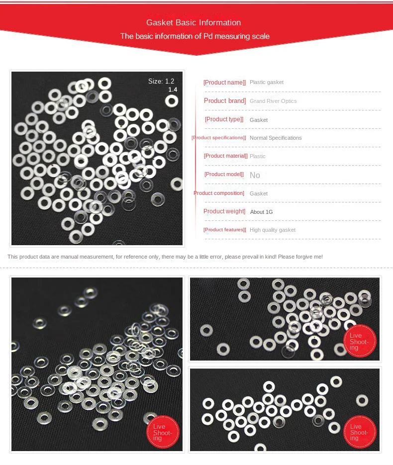 1000 Stück Kunststoff-Dichtungen für randlose Brillen, 1,4 mm Dicke, Abstandshalter, Ersatzteile für randlose Brillen. – Detail 1