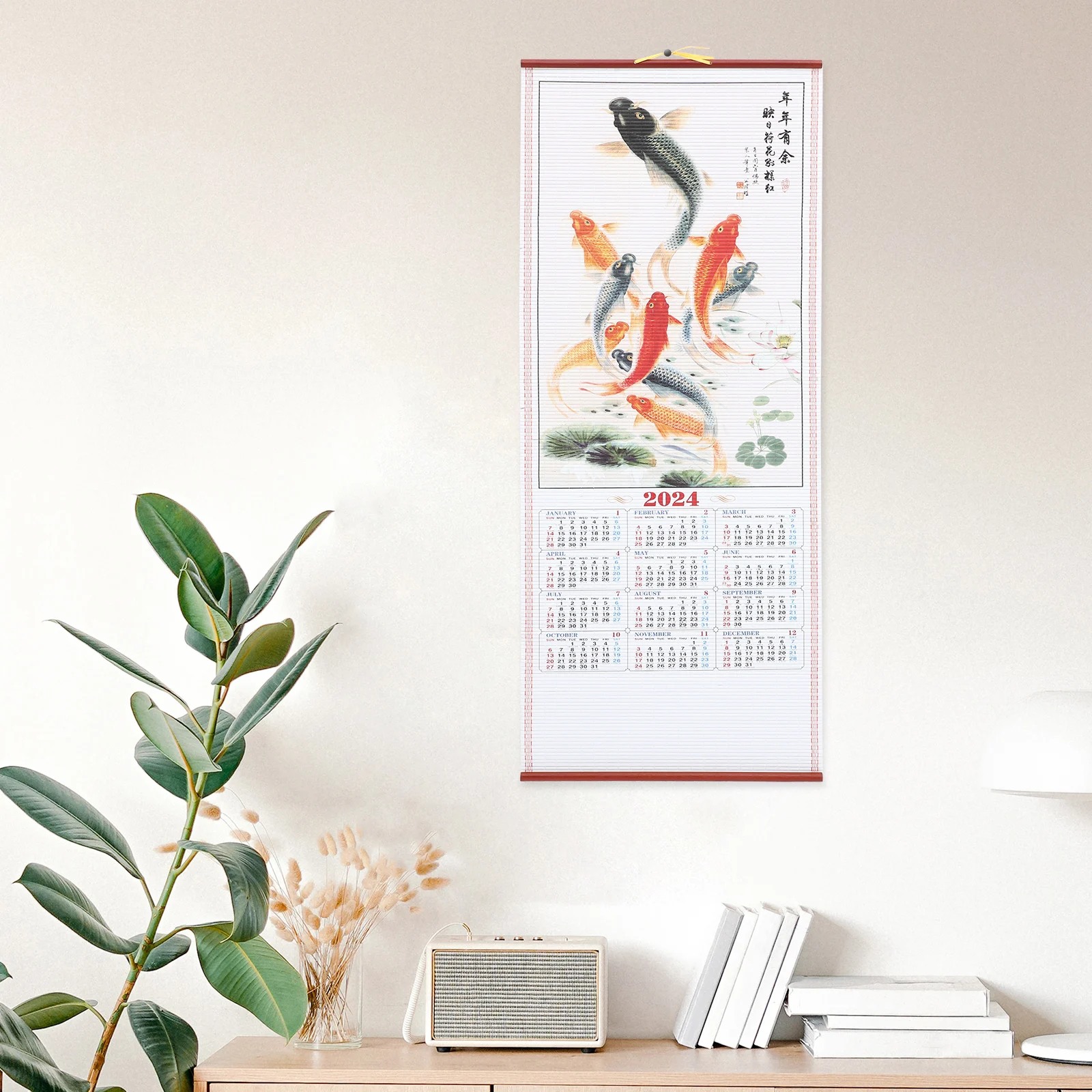 

Year of The Dragon Calendar 2024 Chinese Wall Scroll Zodiac Paper Hanging Office Decor Large Size Traditional New Year
