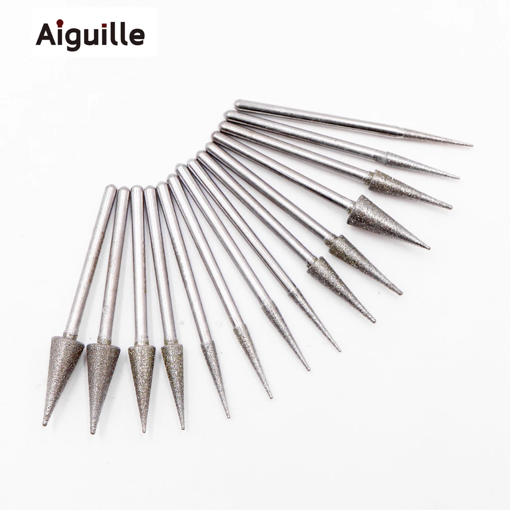 High Quality 150# 2.35mm 10pcs Umbrella Cone Shape Diamond Grinding Point Grinding Burr Sanding Point Durable Grinding Needle