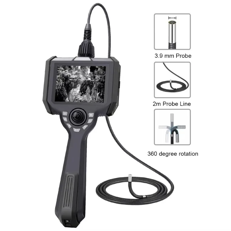 360 Degree Steering Industrial 39mm IP67 Waterproof Led Articulating  Borescope Came-ra,5'' Screen Came-ra Endos-copic 2m