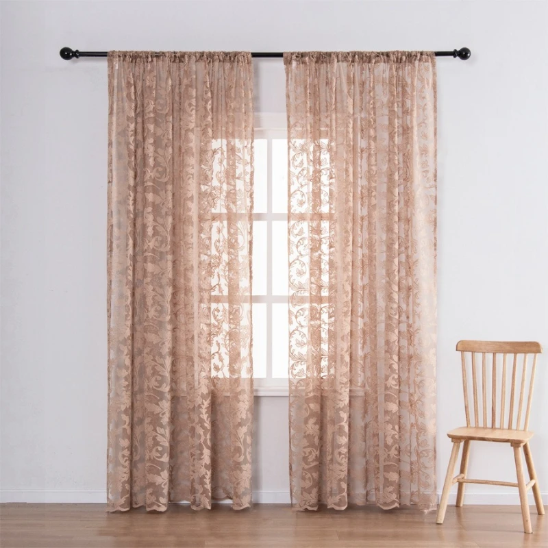 Custom Size Jacquard Sheer Fashion Elegant Curtains for Living Room, Bedroom, and Dining Room Rideaux Voilage Window Treatments