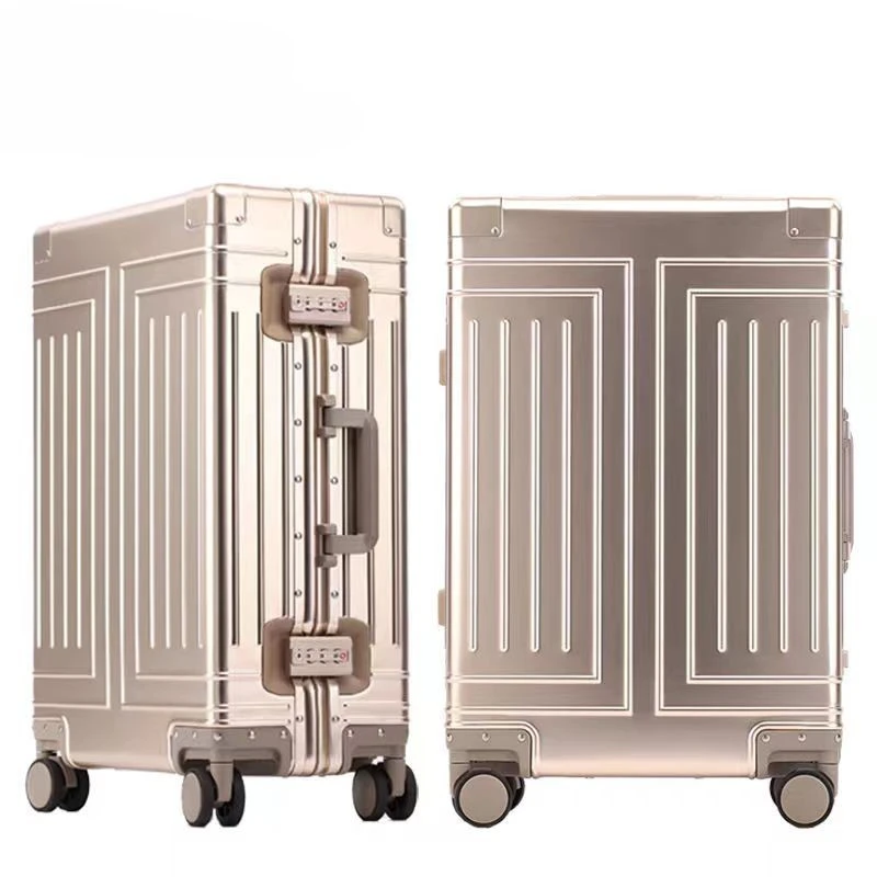 Luggage,all-aluminum Magnesium Luggage Universal Wheel 20-inch Business Boarding Metal Suitcase. Tsa Customs Password Suitcase.