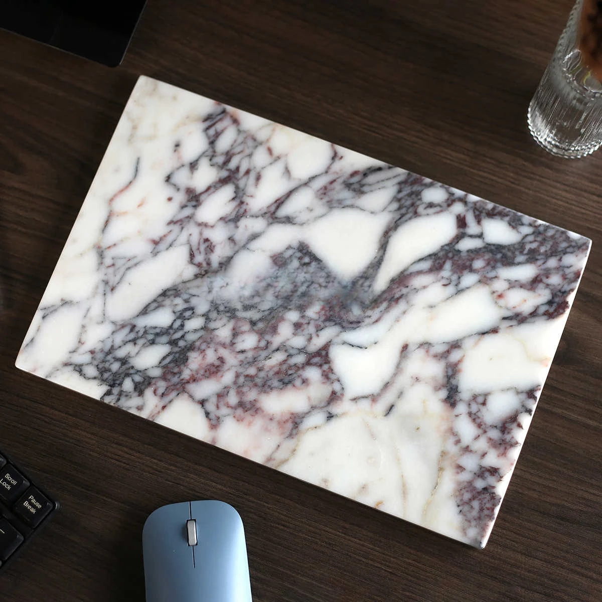30x20cm Luxe Calacatta Altviool Paars Natuurlijk Marmer Steen Rechthoekig Plat Dienblad Broodbord Woondecoratie