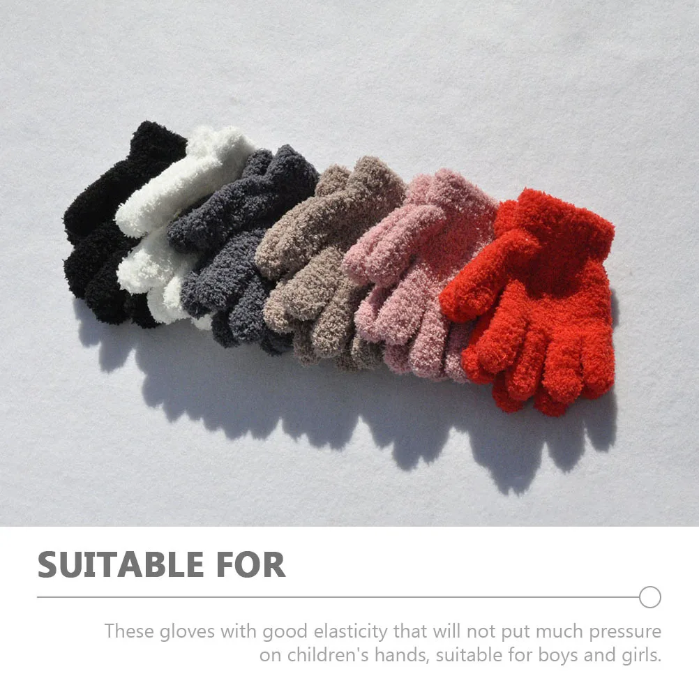 

6pcs Warm Kids Gloves 6 Pairs Compact Children Winter Hand Protection Knitted Skin-Friendly Outdoor Skiing Cold Weather Use