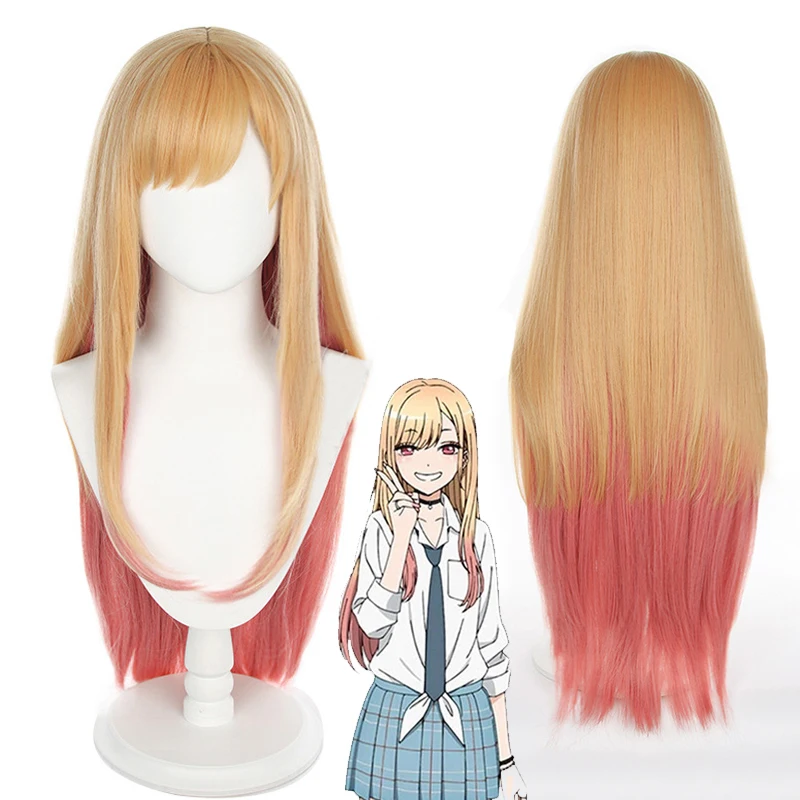 Marin Kitagawa Cosplay Wig Anime My Dress-Up Darling Cosplay Hair Yellow Pink Gradient Hair 85cm Long Wigs Halloween Party Wig