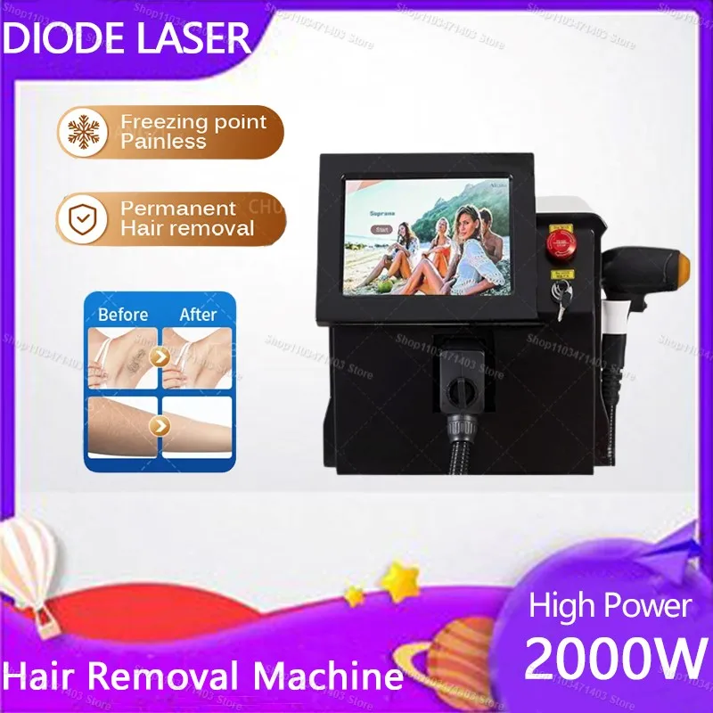 2000W ice cooling system 808 Hair Removal Beauty ice titanium Device 3 Wavelength 755 1064nm Diode Laser Hair Removal Machine