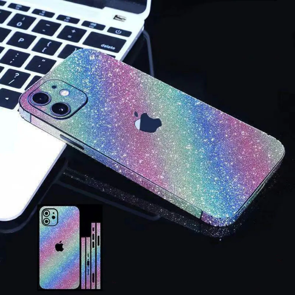 Colorful Bling Glitter Back Full Cover Camera Lens Sticker For iPhone 16 15 14 Pro Max 13 12 Mini 14Pro Protector 16ProMax Film