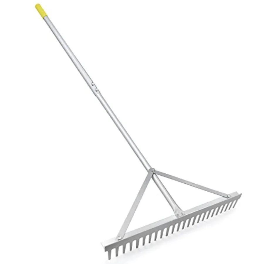

Landscape Rake - 24Tines Aluminum Head with 68" Handle 24" Width for Beach and Lawn Care