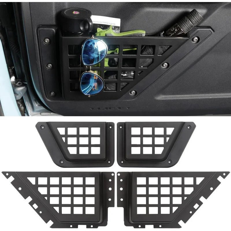 

For Ford Bronco 2021-2025 Door Molle Panel Storage Pocket Organizer Box with Cup Holder Front Rear Side Door Storage