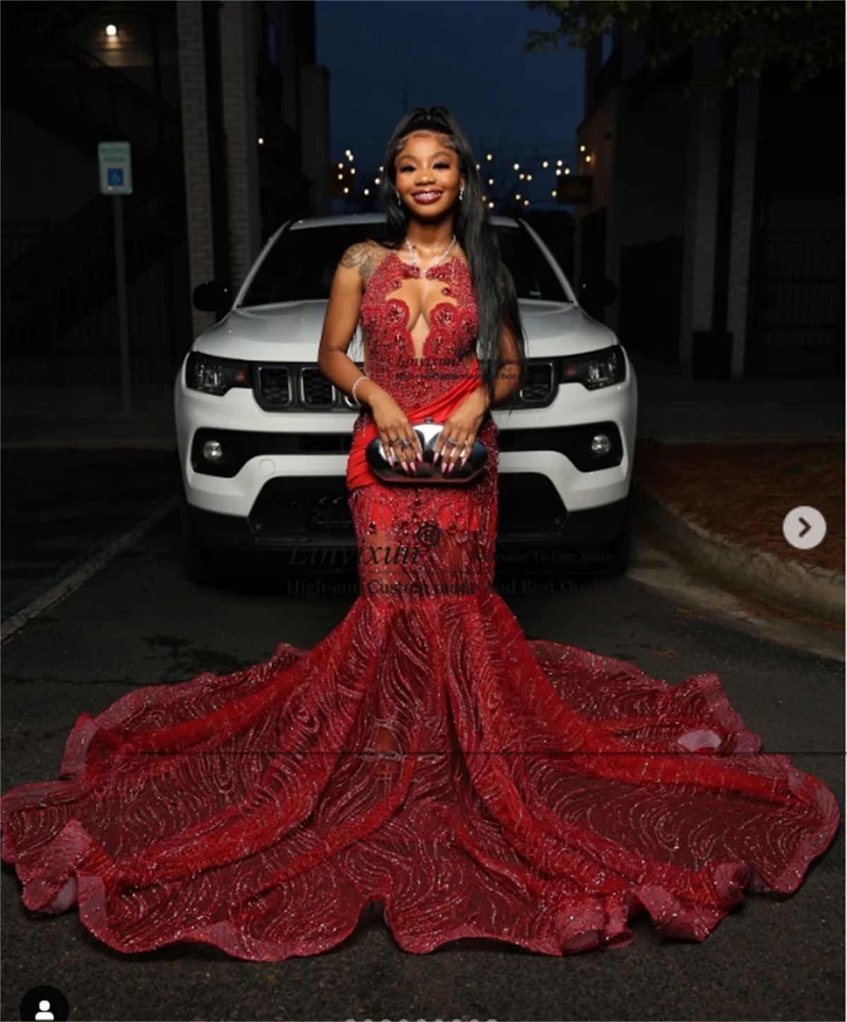 

Sparkly Rhinestone Crystal Prom Dress 2025 Mermaid Evening Party Gown Black Girl Customized African Sequins vestidos de gala