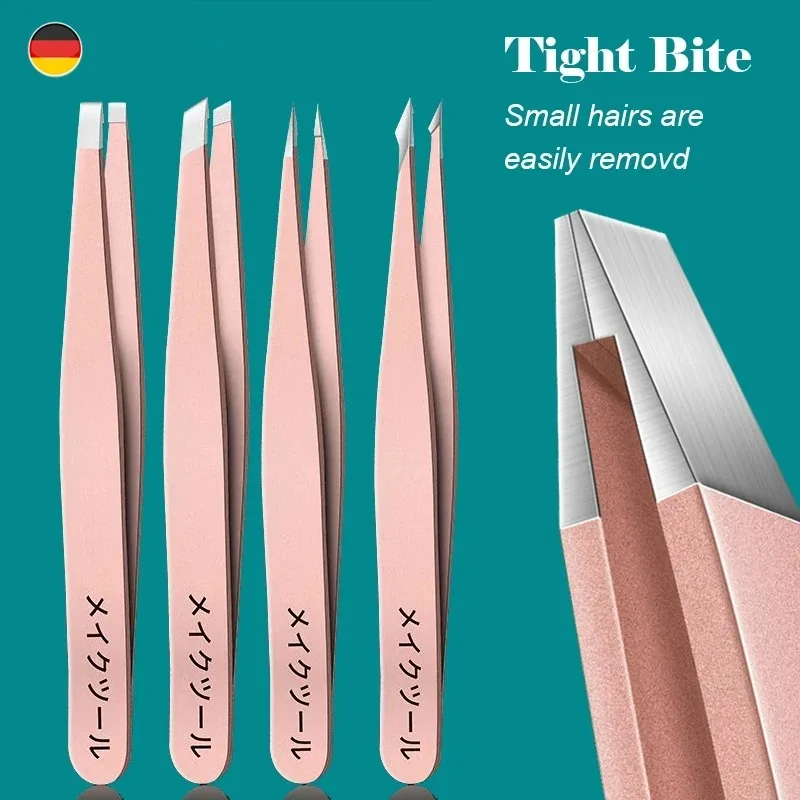 

Precision Stainless Steel Tweezers For Eyebrow Hair Facial Hair Removal, Splinter, Blackhead Slant Tip Angle Tip Pointed Tip