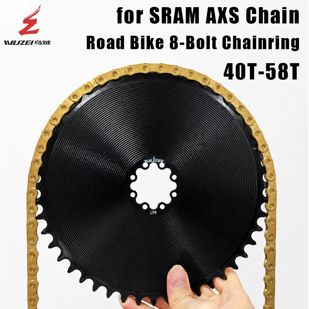 WUZEI Road Bike 8 Bolts Chainring for SRAM AXS Force Red Flattop Chain 40T-58T 4.2mm Offset Bicycle Chainwheel Narrow Wide Crown