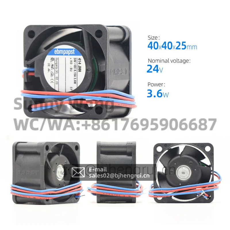 ebmpapst 414JHH 40*40*25mm 24V DC 4025 4cm 3.6W 0.15A 24m3/h 2-wire Inverter Mini Ball Bearing Axial Cooling Fan