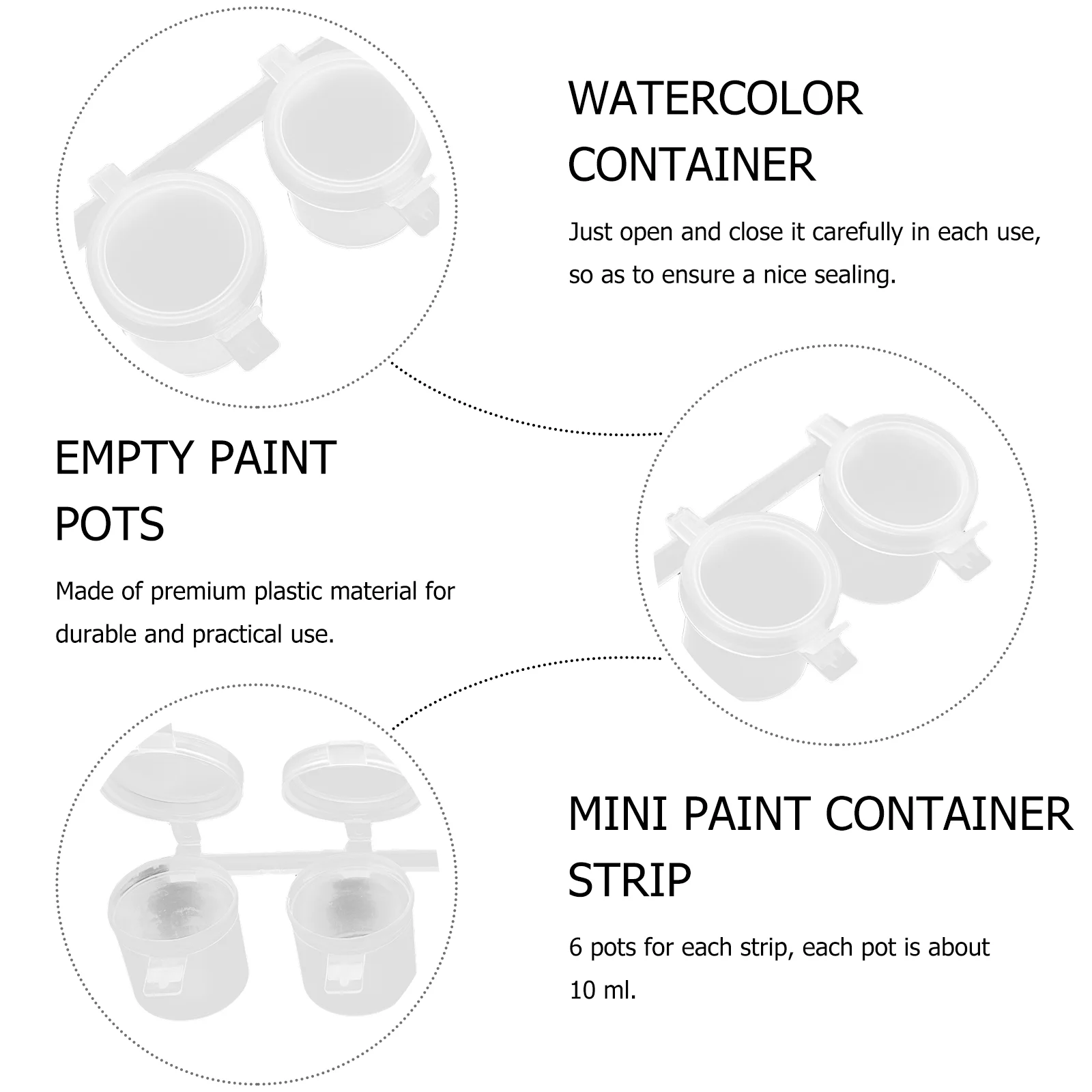 5 Sets Paint Box Empty Pots Plastic Strips Disposable Clear Pigment Storage Container