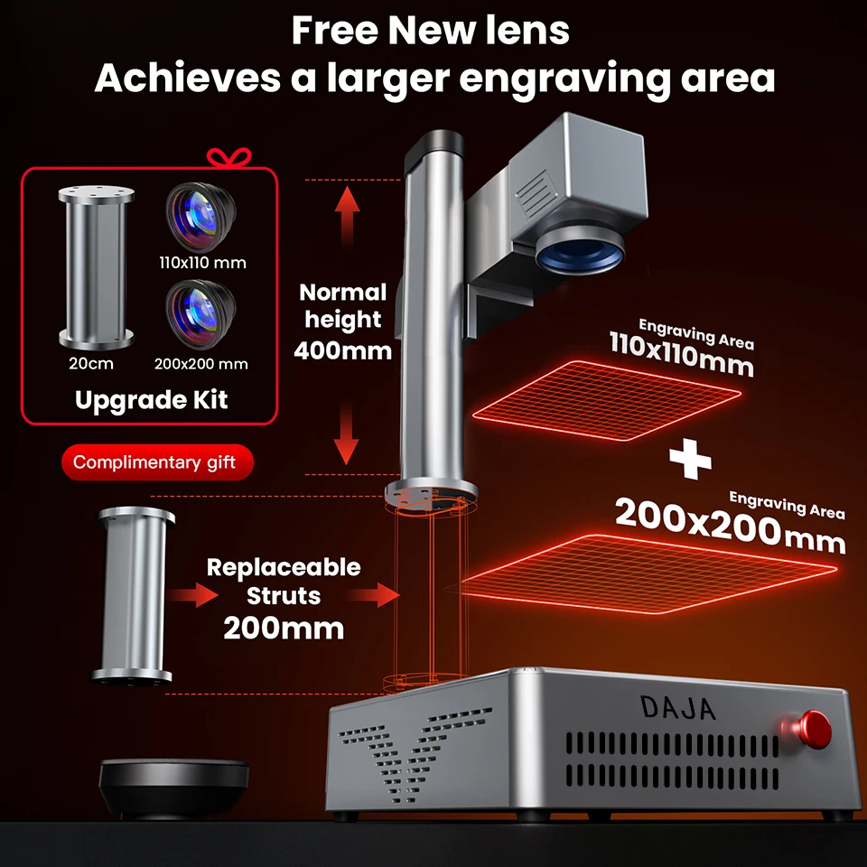 Daja 20w/30w/50w s4 máquina de marcação a laser de fibra negócios industrial portátil gravador gravar todo metal jóias couro plástico