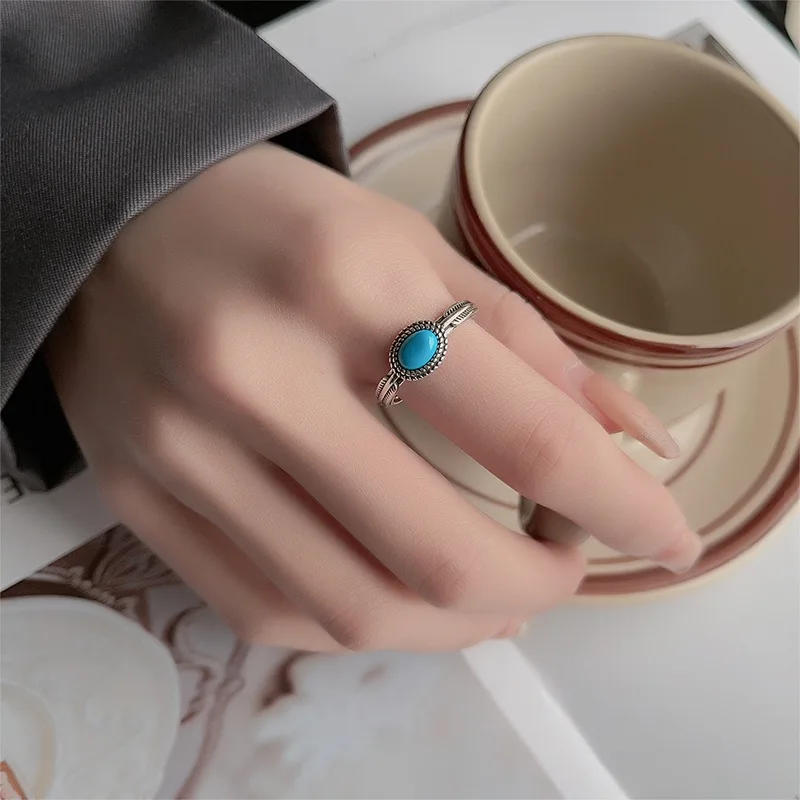 Women's 925 Sterling Silver Turquoise Adjustable Ring