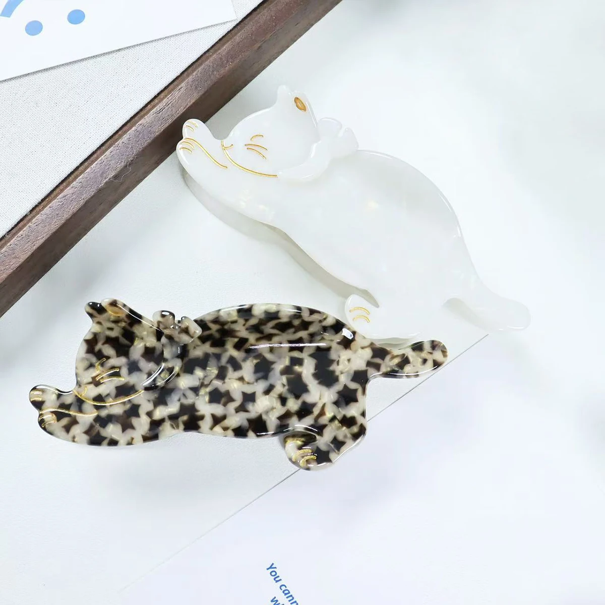 acetic acid Japanese and South Korea Advanced leopard print cat hairpin clip women\'s temperament hairpin back head shark cliP