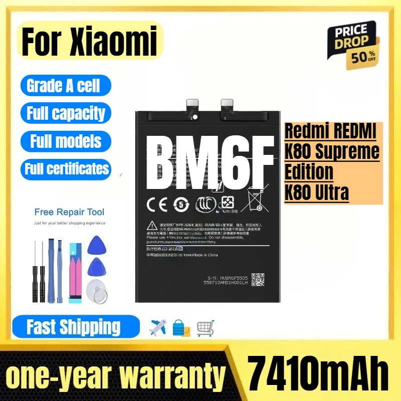

BM6F for Xiaomi Redmi REDMI K80 Supreme Edition/K80 Ultra Phone Battery High Quality High Capacity Replacement Bateria with Tool