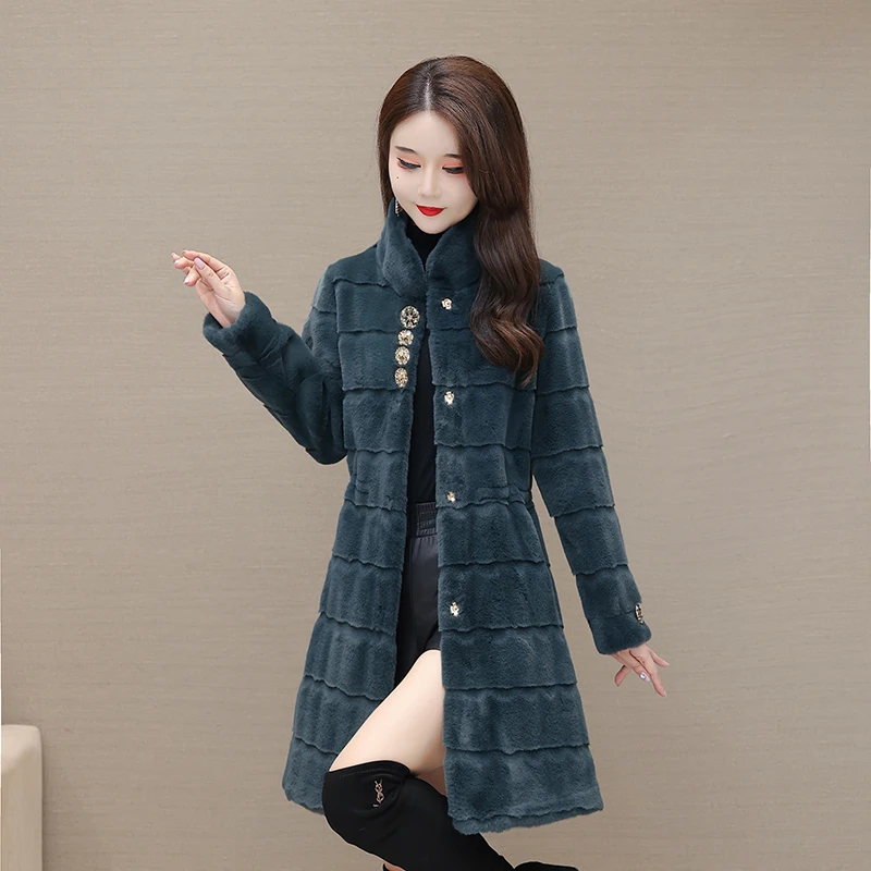 Noble Mink Velvet high imitation mink Fur Coats Women Winter Thick Loose Warm Outwear Plush Jacket Female