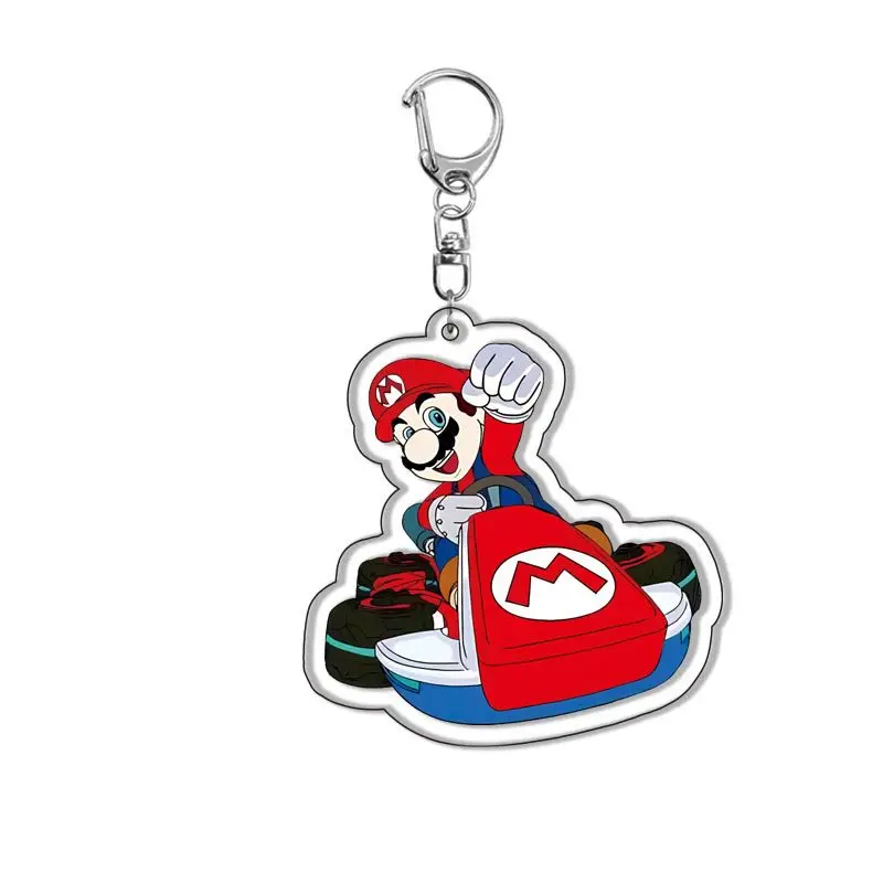 MINISO Popular Super Mario Bros Keychain Luigi Peach Kinopio Key Ring Christmas Birthday Gifts Kids Bag Keychain Accessories