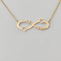 Collares personalizados con doble nombre para hombre y mujer, colgante de acero inoxidable con símbolo infinito, regalo de joyería