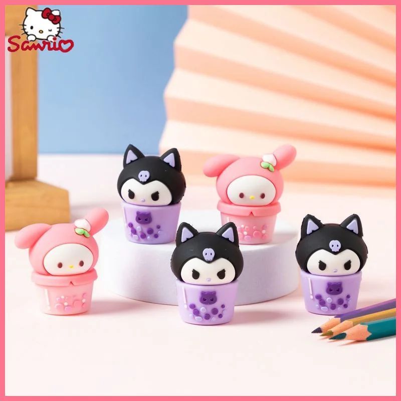 Kuromi Milk Tea Party Creative Cute Manual Pencil Sharpener Mini Cartoon Student Portable Children Pencil Stationery Wholesale