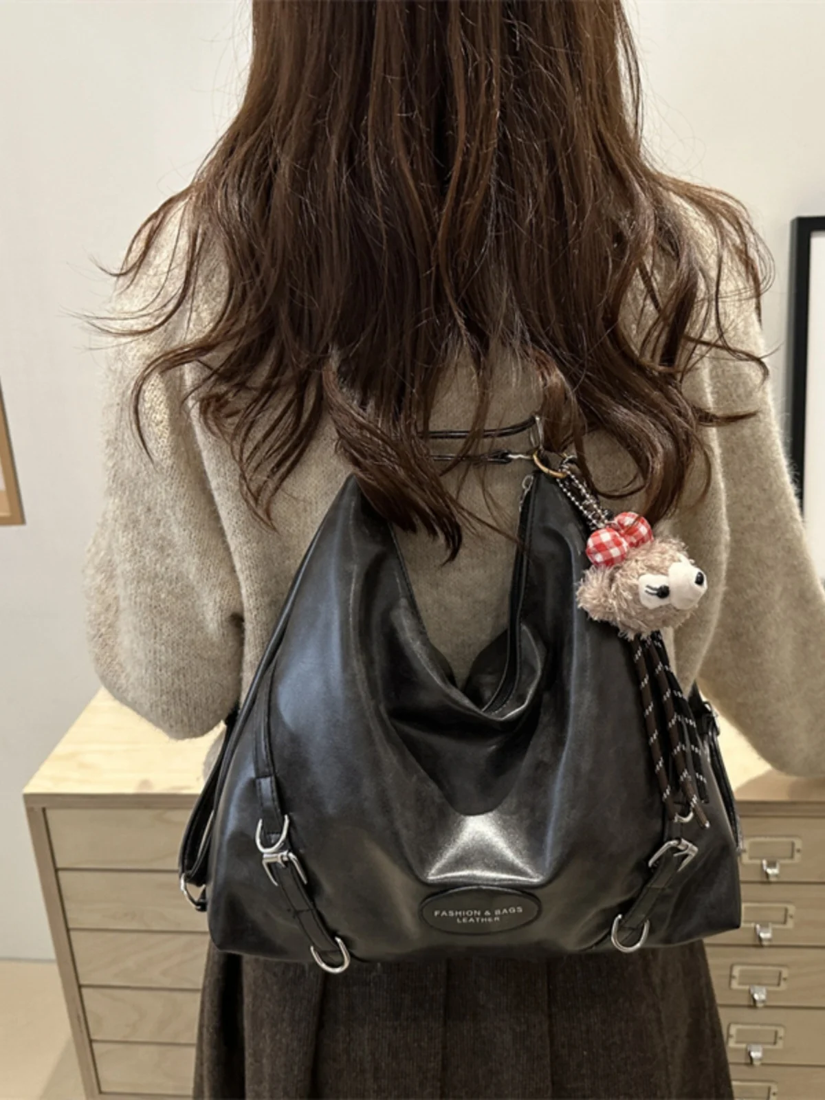 

Retro Large Capaci Tote Bag Women's Casual Double oulder Bapa Trendy Autumn Winter New Sle Single oulder Bag