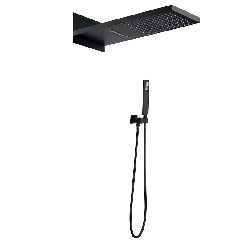 Contemporary Polished Brass Hotel Thermostat Single Handle Shower Faucet Set Wall-Mounted Thermostatic Bathtub Faucet
