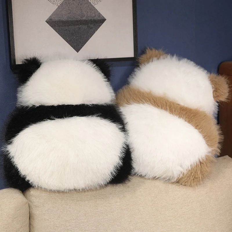 Super Fluffy Plush Panda Shadow Stuffed Qizai Back View Cushion Nordic Style Sofa Decor PIllow Chocolate Panda Hug Waist Pillow