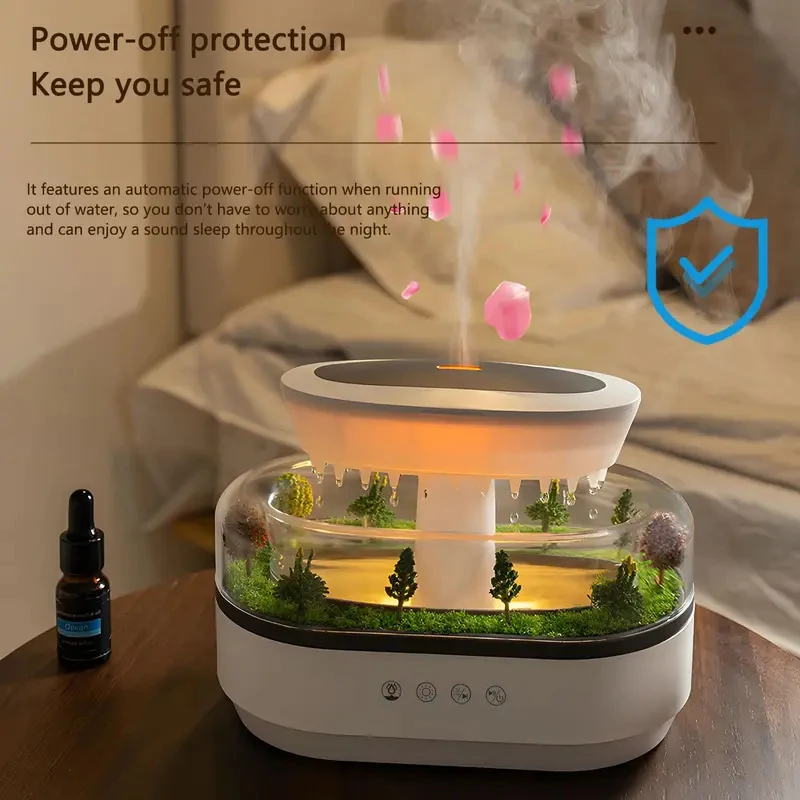

7 Colors Light 250ml Cloud Rain Humidifier White Noise Water Drip Essential Oil Aroma Diffuser