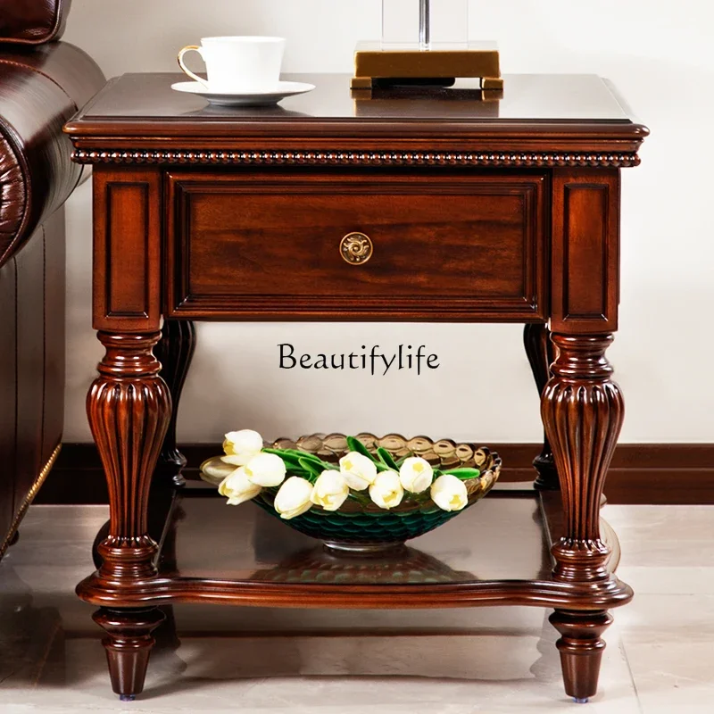 

55ld 38American country living room all solid wood retro corner few sofa cherry wood edge few