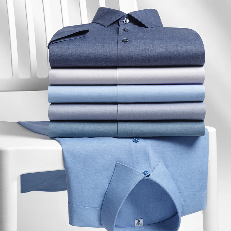 

Modal 23%+ Flax 7.6% Anti-Wrinkle 5XL Blue Shirt Men Long Sleeve Slim Fit & Men Shirts Short Sleeve High Quality Casual Business