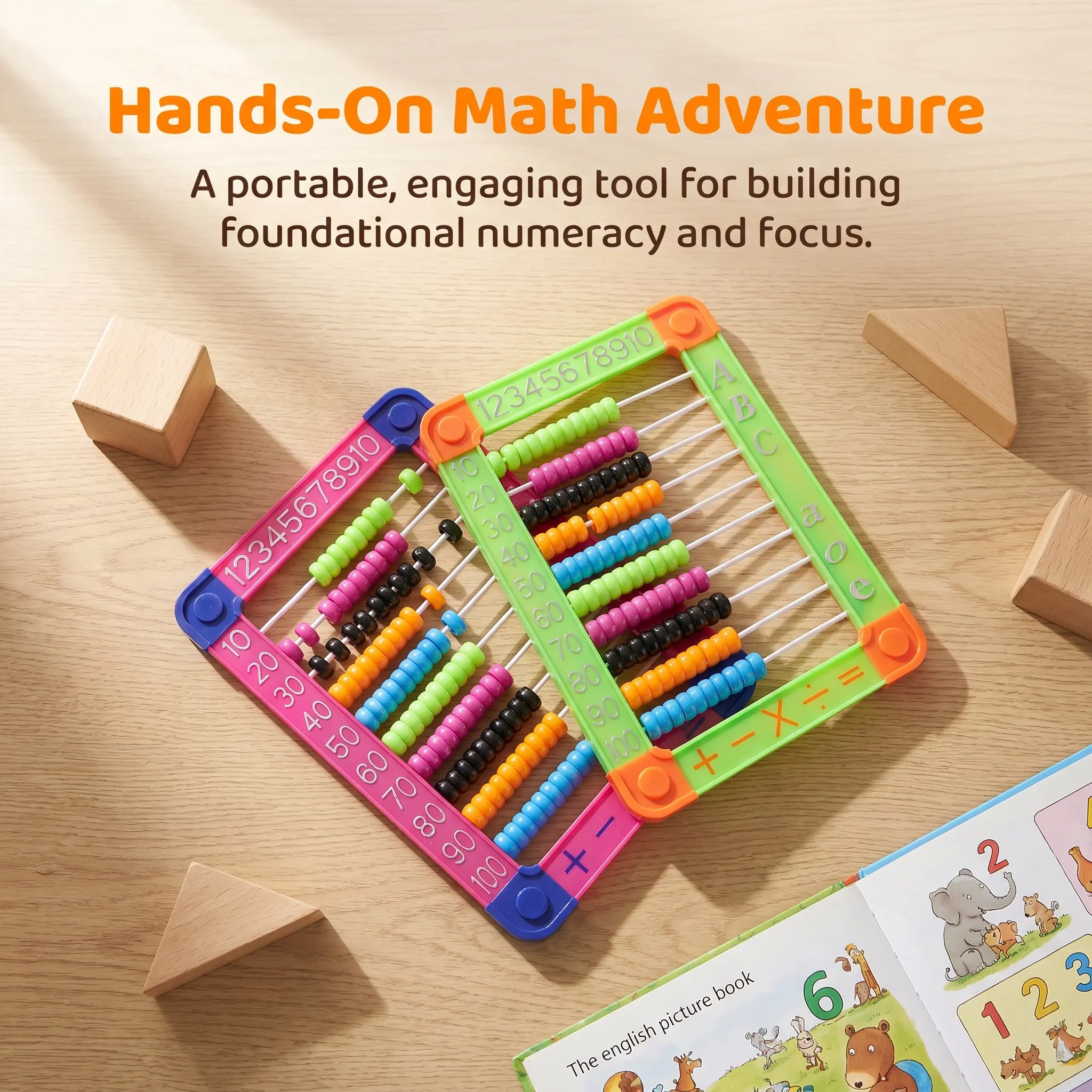 2Pcs Child Educational Abacus Plastic Arithmetic Abacus for Counting Math Skills Letter Recognition Brain Development Learning