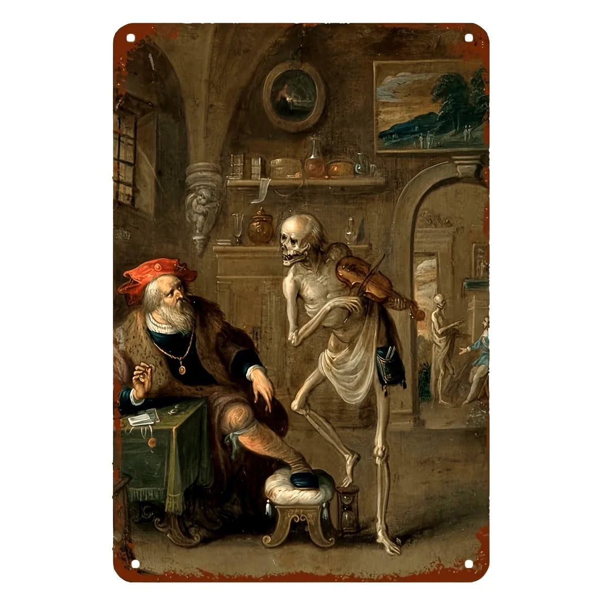 

Reaper and Scrooge Vintage Metal Painting Art Brand, Wall Art, Bar Cafe Restaurant Hotel Home Decoration, Holiday Gifts