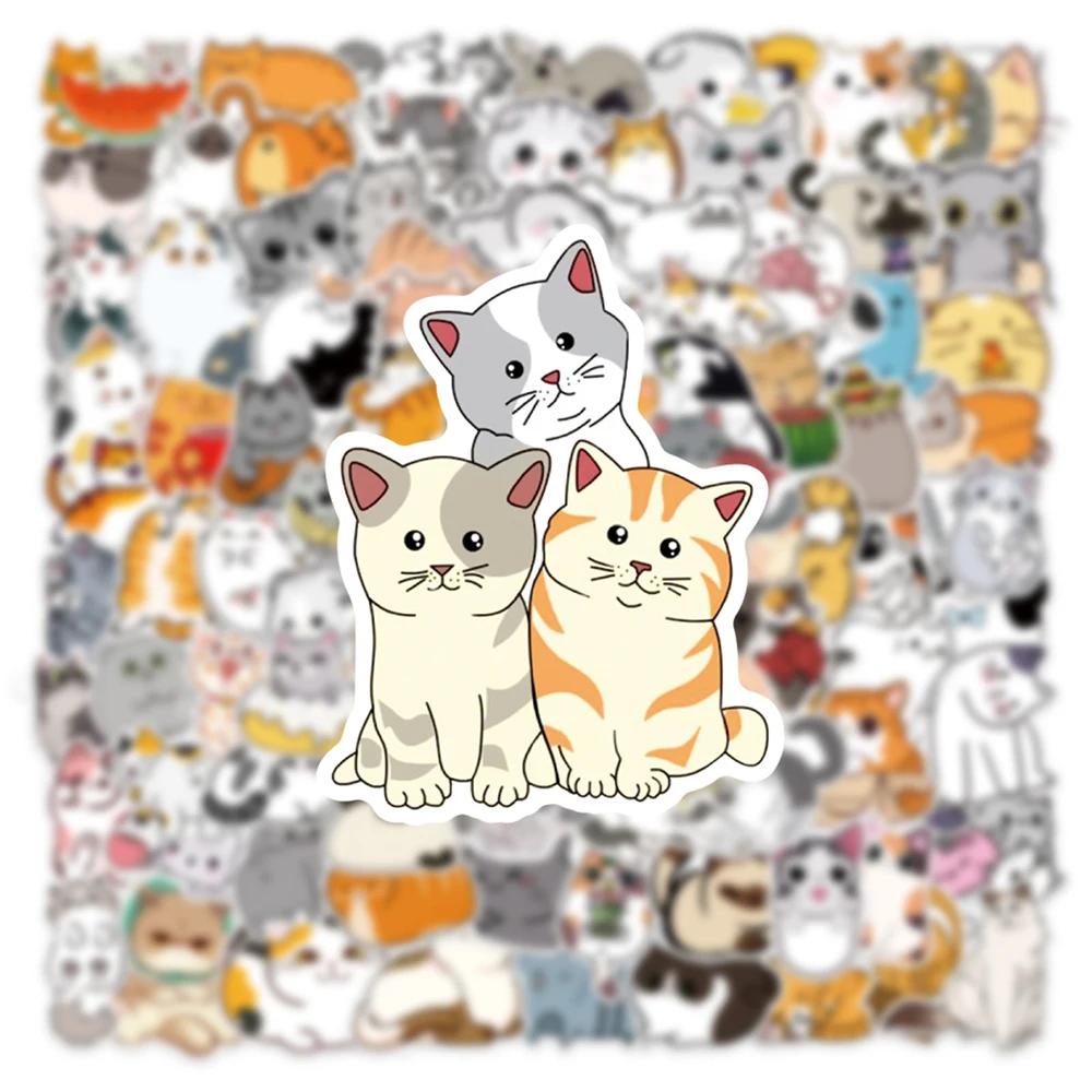 10/30/50/100Pcs น่ารัก Cat Kitty สติกเกอร์การ์ตูน Decals เด็กของเล่นโทรศัพท์แล็ปท็อปกระเป๋าเดินทางโน๊ตบุ๊คกีตาร์ตู้เย็นตกแต่งสติกเกอร์