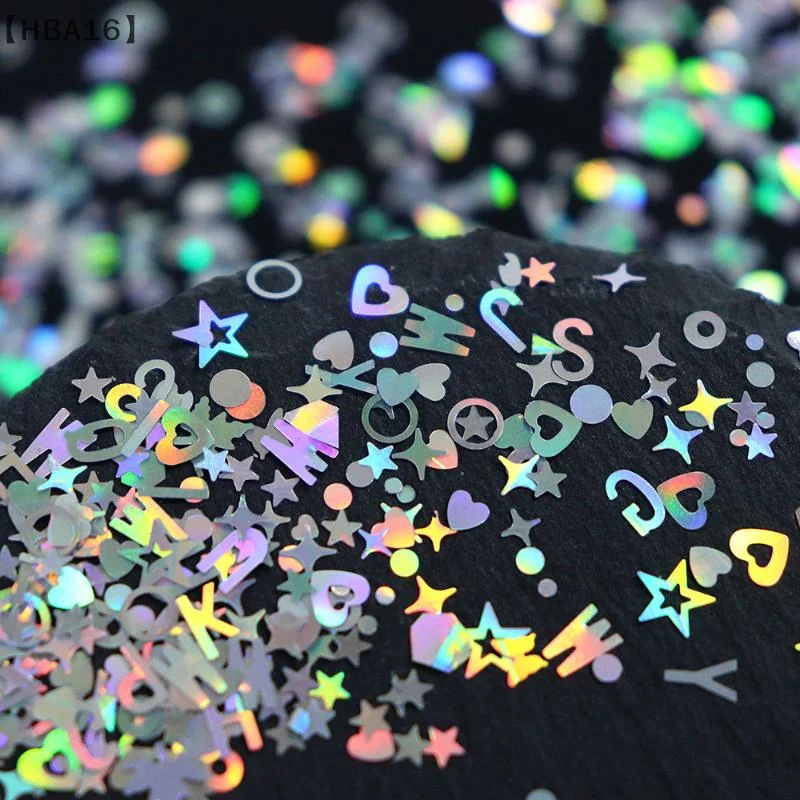 [HBA16] 12 グリッドネイルエンハンスメントシルバースターラブパターンレーザーネイルグリッターフラッシュネイルデコレーションネイルチャームマニキュアツール