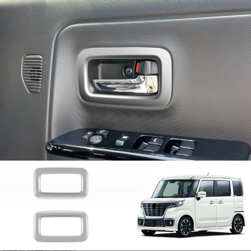 

Car Silver Inner Door Handle Cover For Suzuki Spacia 2017-2022 Door Bowl Handle Trim Frame Sticker Replacement Parts