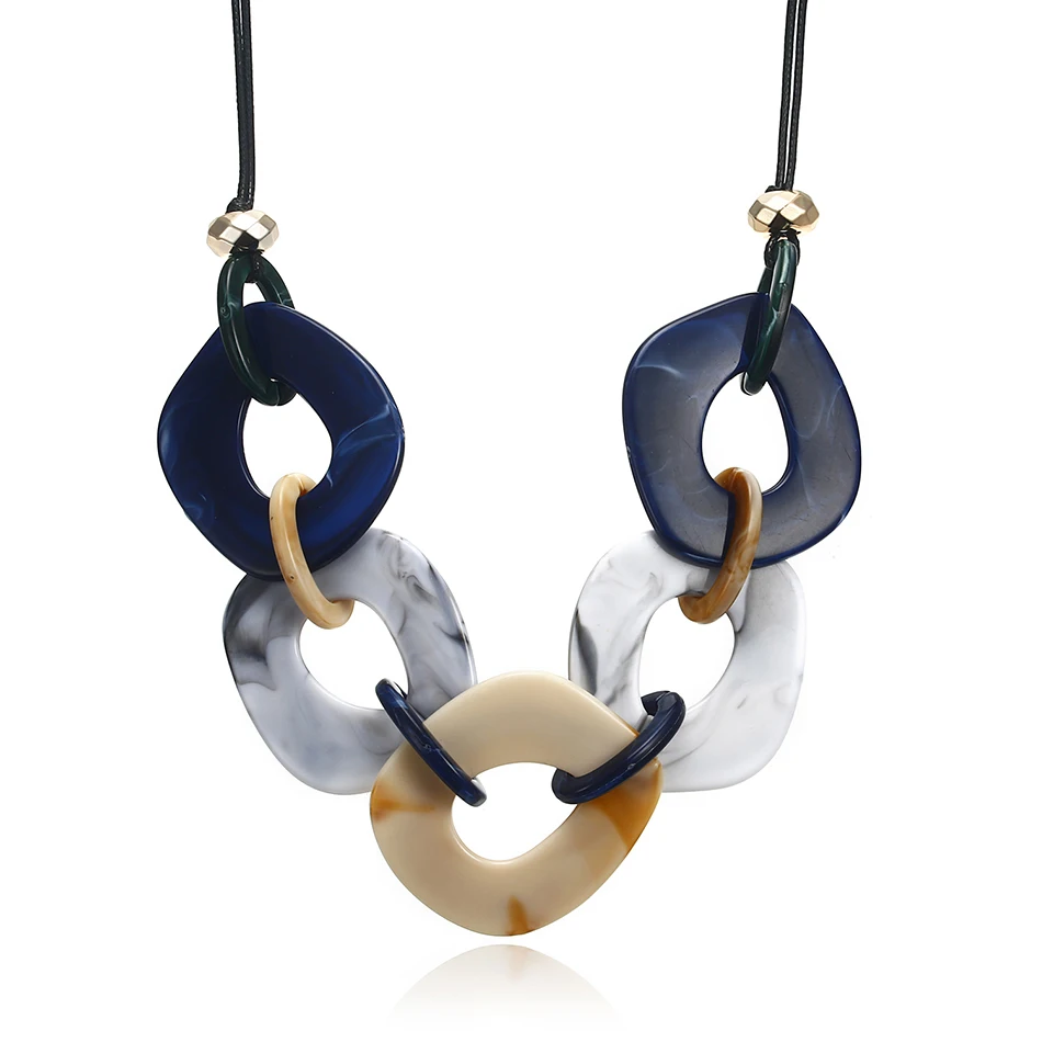 Women\'s Colorful Acrylic Necklace for Women Geometric Necklaces & Pendants Statement Necklace New Arrival Fashion Jewelry NR057