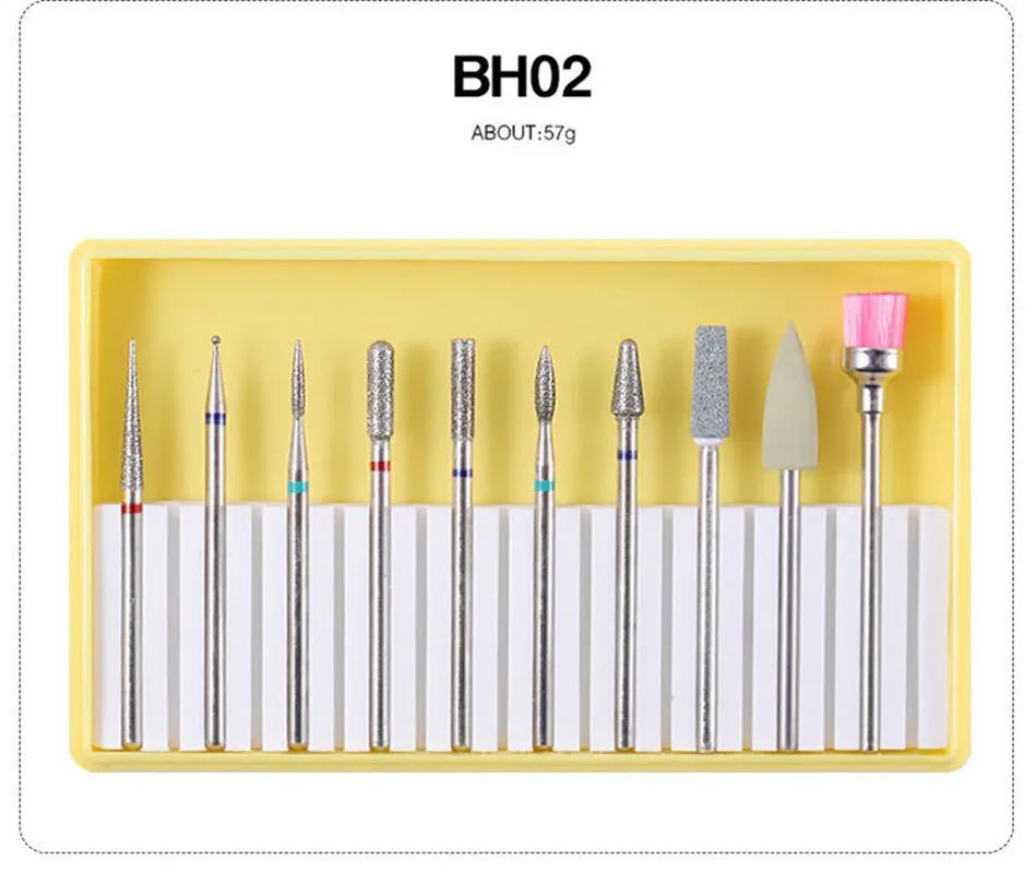 10 قطعة السيراميك التنغستن مسمار مثقاب مجموعة طحن القاطع مجموعة مانيكير لدغ تنظيف آلة الملحقات