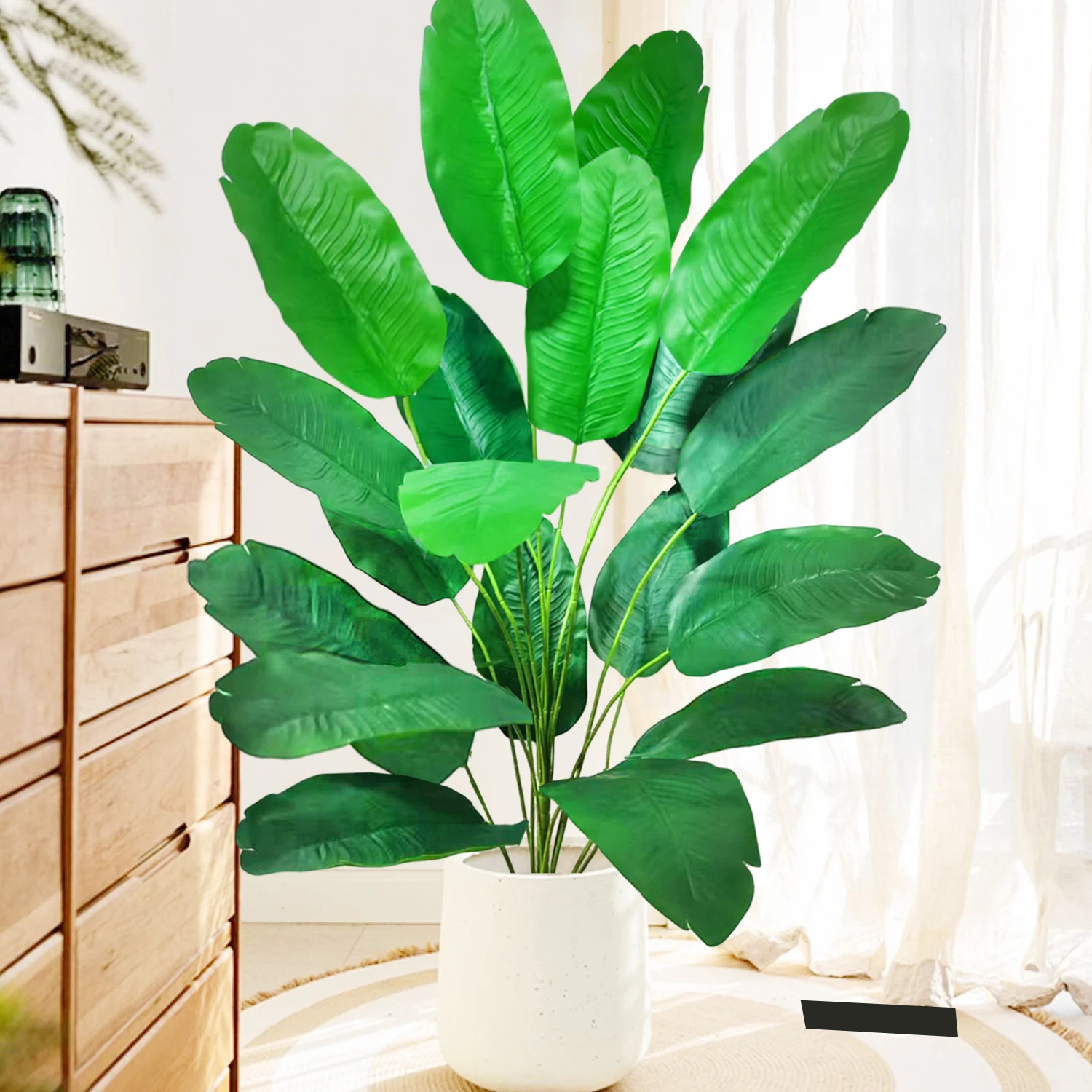 65-120cm 24 Leaf Large Tropical Palm Tree Fake Banana Plant Leaves Real Touch Strelitzia Reginae Plastic Plant for Home Garden