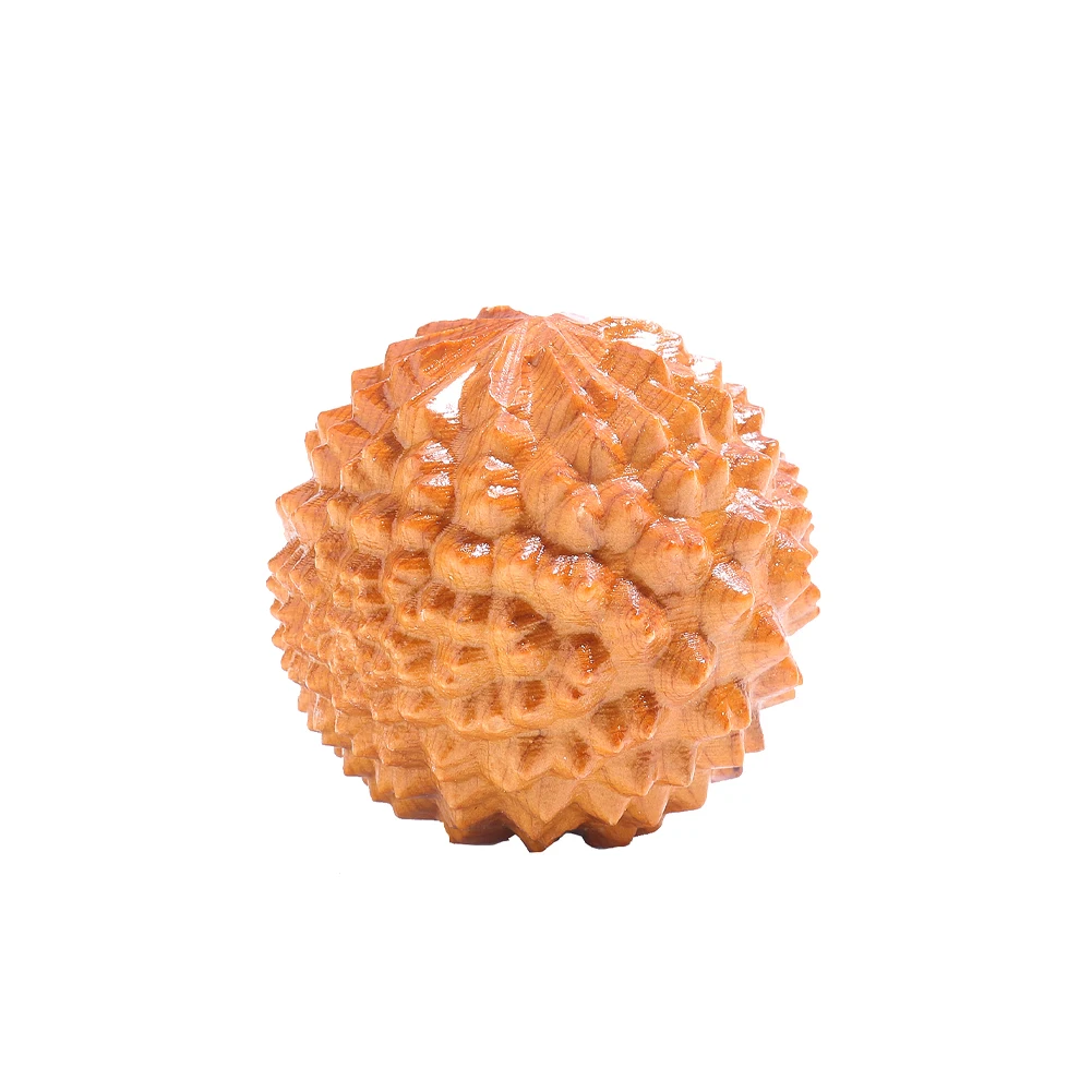 1pc thuja de madeira mão massagem bola durian fitness handebol mão exercício yoga meditação terapia ferramenta alívio pressão