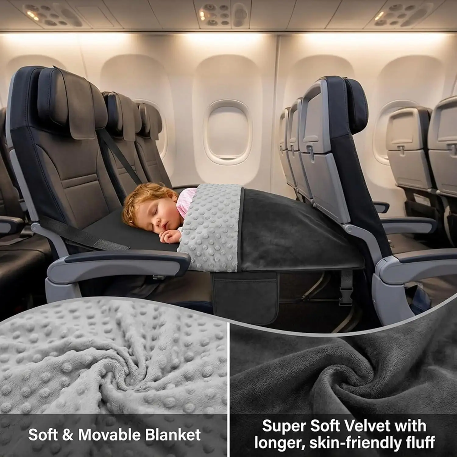 

Kids Airplane Bed Portable Soft Foldable Airplane Travel Bed With Blanket For Travel Vacation Long Trip Cabin Layover Overnight