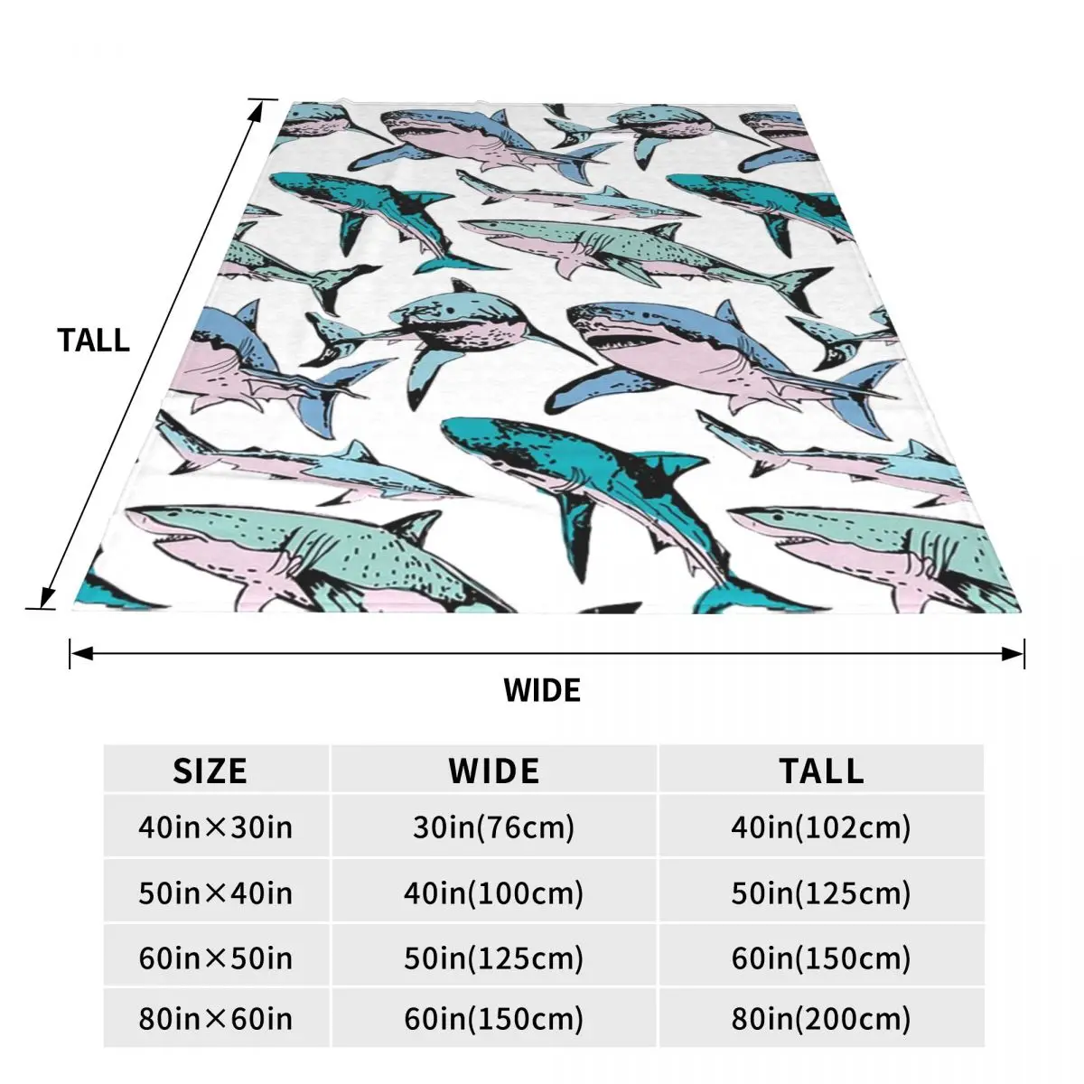 Pink Shark Pattern Girl Great White Blanket Soft Warm Flannel Throw Blanket Plush for Bed Living room Picnic Travel Home Couch