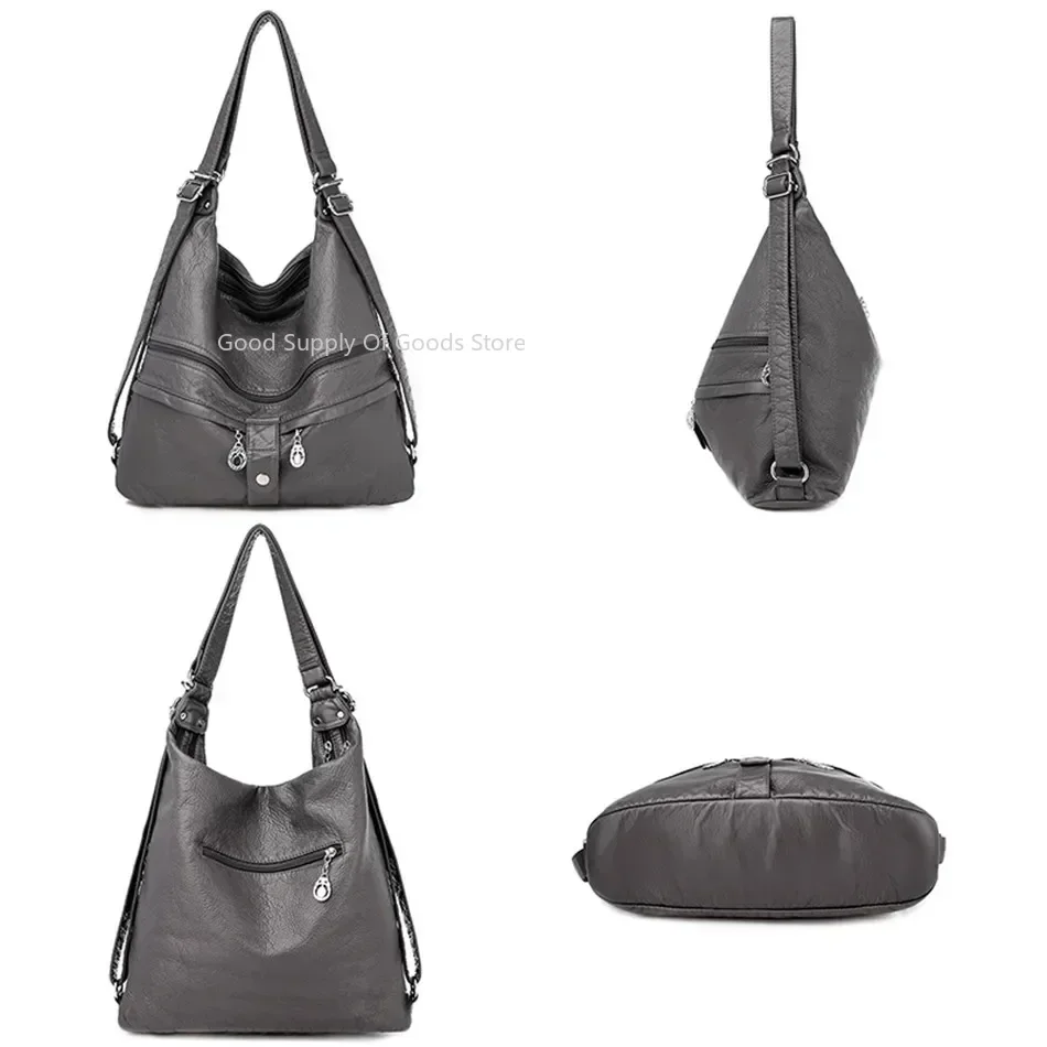Mochila multifunción de cuero suave 3 en 1 para chicas adolescentes, bolso escolar de gran capacidad a la moda para mujeres, bolso de hombro para mujeres, mochila