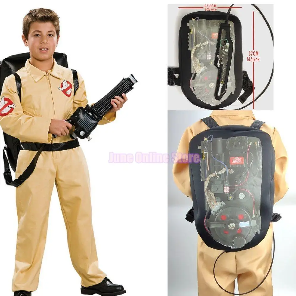 Kid Halloween Costumes Movie Theme Ghostbusters Uniform Cosplay Clothing Jumpsuit Bag Suitable Adult And 3-15 Years Children