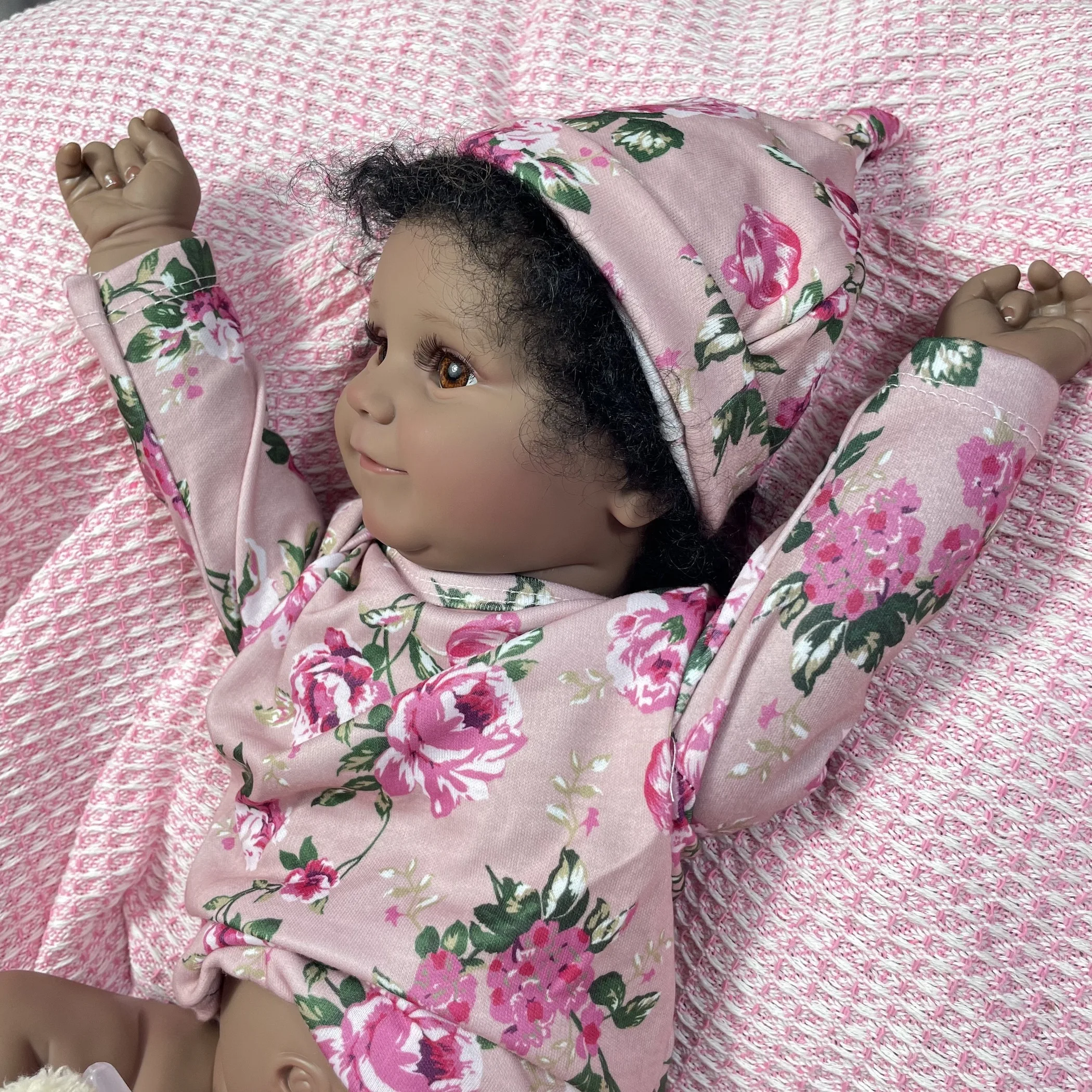 دمية فينيل كامل قابلة للغسل ، فتاة مادي ، بشرة داكنة بشعر متأصل ، هدية لعبة مصنوعة يدويًا ، إكسسوارات دمية ، 50: #2