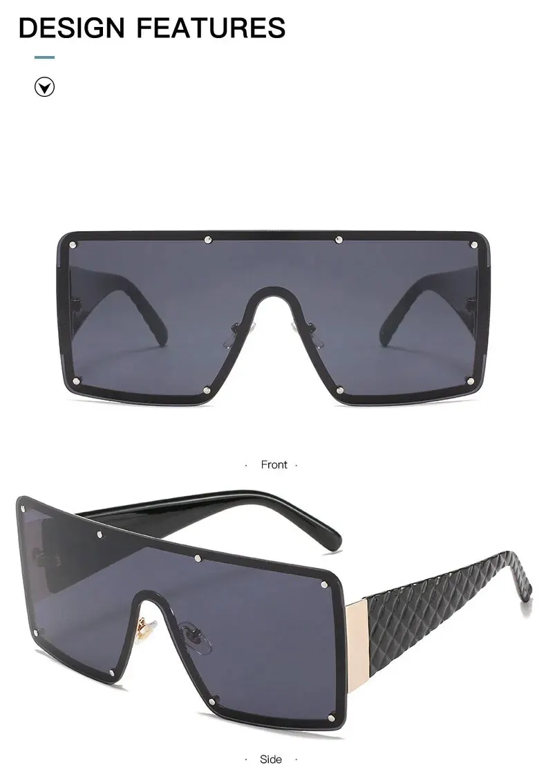 Mode Große Rahmen Sonnenbrille Weibliche einteilige Breitrand Sonnenbrille Ins Straße Schießen Laufsteg Uv400 – Detail 6