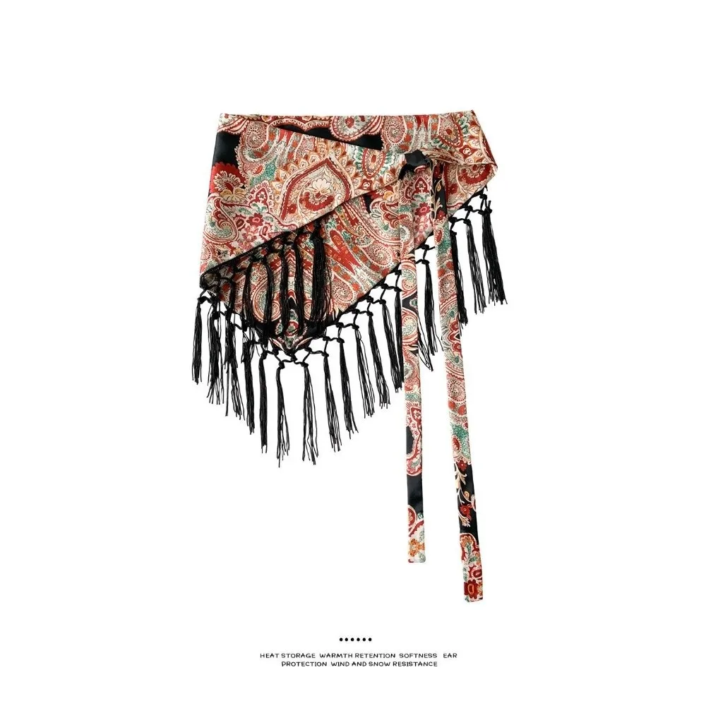 Novo Cinto Triangular com Franjas e Bordados Exquisitos, Lenço Decorativo Boho para Cintura, Lenço de Franjas para Primavera e Verão